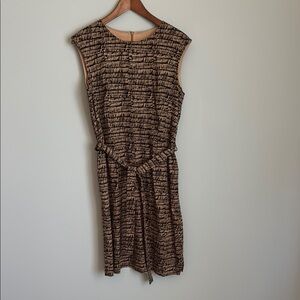 Marimekko Brown Tan Sheath Midi Dress